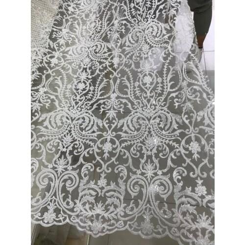 Nice looking embroidery Tulle Fabric with beads SYJ-7822 French Tulle Lace Fabric
