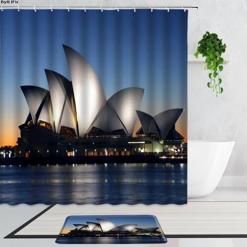 Beautiful City Night View Shower Curtains Modern Urban Architecture Bathroom Curtain Set Non-Slip Bath Mat Carpet Bathtub Screen