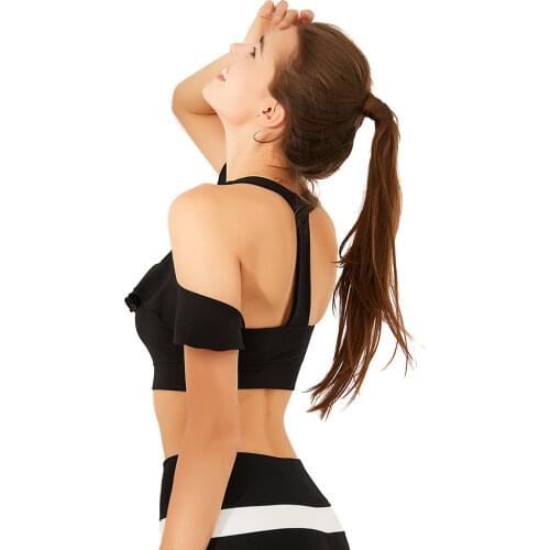 Sexy Women Push Up Sports Bra For Fitness Active Wear Lotus Leaf Nylon Solid Workout Femme Sport Underwear Female Gym Bra Top