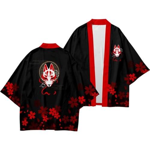 Fashion Cool Fox Mask Kimono Shirt 3d Print Cloak Hip Hop Style Men Women Seven Point Sleeve Tops Casual Cardigan Jacket Clothes