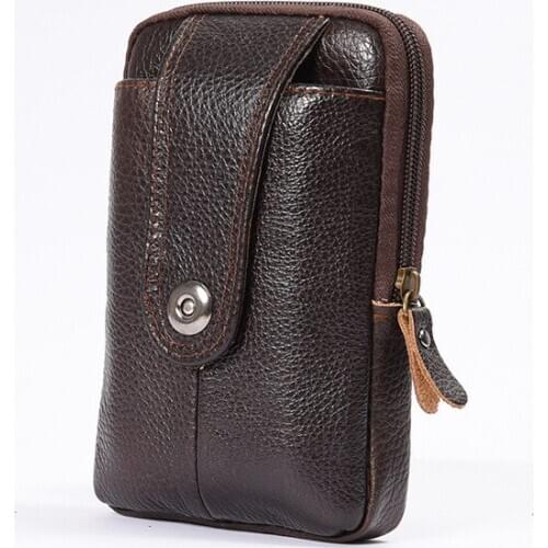 Cross-Border Leather Mens Leather Belt Verticle Mobile Phone Bag Leather Retro Outdoor Sports Site Small Pockets Wholesale