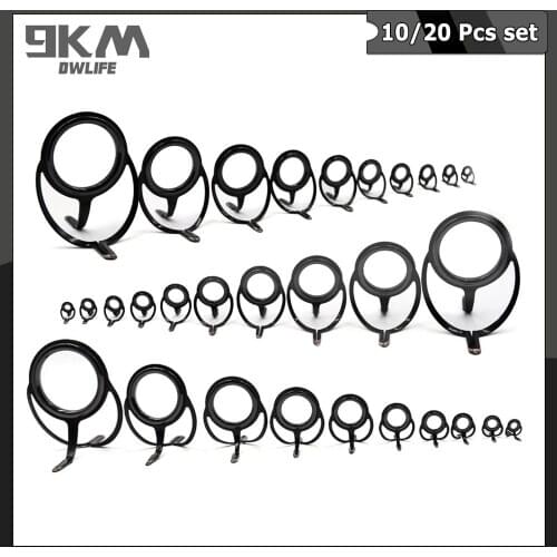 Black Sea Fishing Rod Guide Repair Kit Casting Tip Eye Rings Sets Stainless Steel Building 10~20pcs Freshwater Saltwater Fishing
