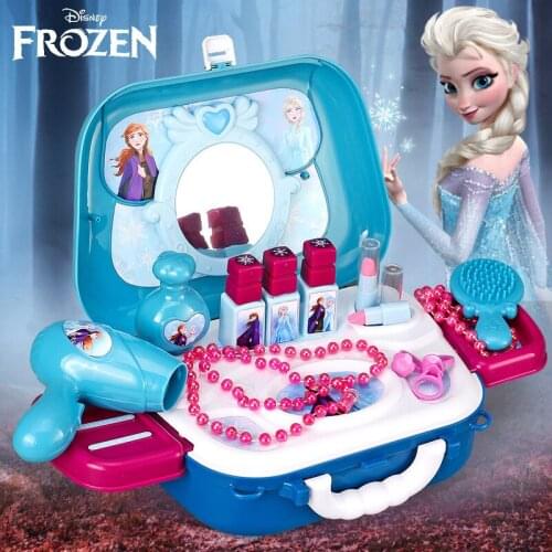 Disney Princess Frozen Elsa Anna Dressing Makeup Toy Set Kids Beauty ChildrenS Simulation Dressing Table Fashion Girls Toys