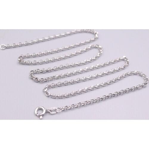 Solid 18K White Gold Cable Chain Necklace 20"L 2mmW Women Necklace GUARANTEED 18KT PURE GOLD