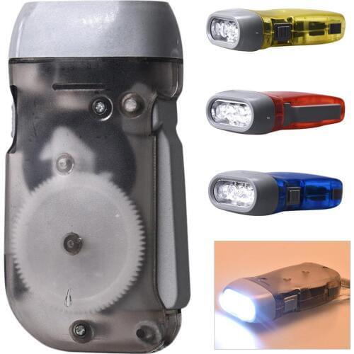 Portable Outdoor EDC Light Tool 3 LED Hand Press Dynamo Crank Flashlight Camping Hiking Emergency Survival Generator Torch Lamp