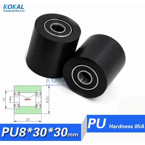 [PU0830-30RS] 8*30*30 double 698RS ball bearing big bag flat type TPU PU bearing roller wheels rubber pulley