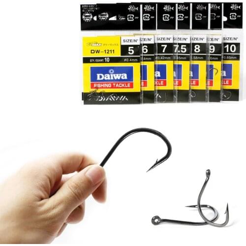 DAIWA 10/30pcs/Lot Fishing Hooks Big Eyes High Carbon Steel Barbed Hook Accessories 5-10# Size Sharp Hook Tip