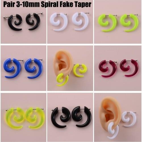 2Pcs 3-10mm Acrylic Fake Sprial Taper Earlobe Gauge Earrings Cheater Expander Ear Stretchers Piercing Body Jewelry