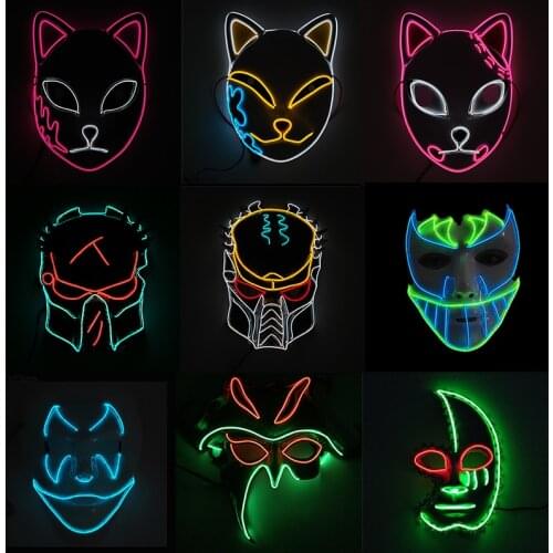 Glowing Anonymous EL Wire Mask Party Supplies Predator Cartoon Light Up LED Mask For Halloween Decoration