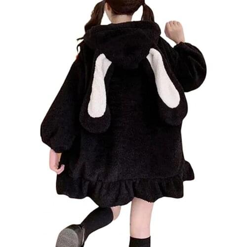 Women Rabbit Sweater 2021 Bunny Hoodie Cute design Fine Texture Cotton Girl Oversized Bunny Ear Hoodie Coat for Casual Daily Wea