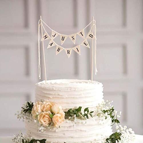 Wedding Cake Topper,Family Party Cake Topper,Vintage Affair Rustic Just Marriedor Cheese Bunting,Handmade Pennant Flags