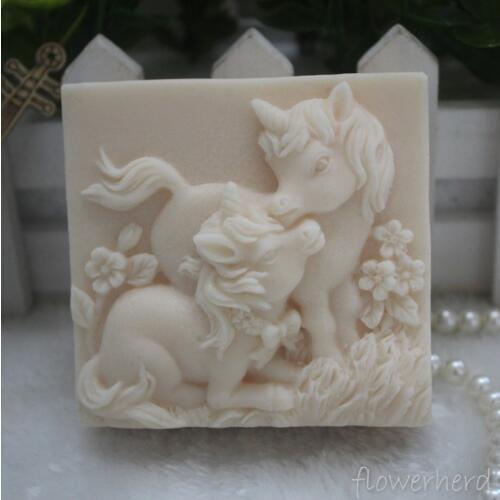Cake Fondant Decor 3D Unicorn Flower Shape Silicone Soap Mold Form Scented Candle Moulds Handmade Soap Making DIY Ice Engraving