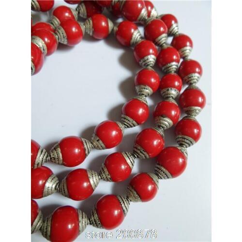 10PCS 10mm Tibetan Beads Capped Lucite Resin Beads Tibet Nepal Bracelet loose beads Free Shipping TSB0534