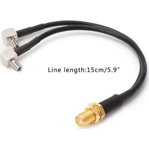 Y Type SMA Female To 2 x TS9 Male Plug Splitter Combined Pigtail Cable RG174 15cm