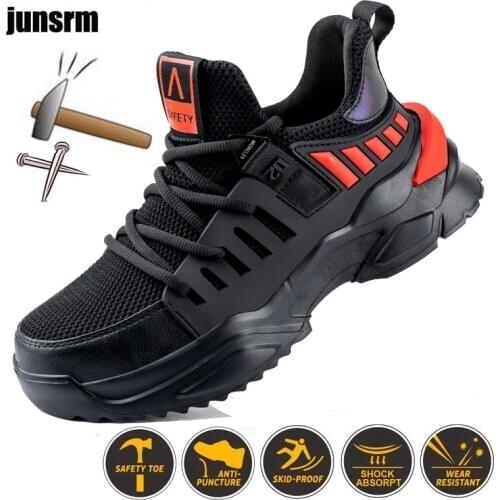 Safety shoes mens anti-puncture sports womens steel toe work boots indestructible outdoor construction light and comfortable