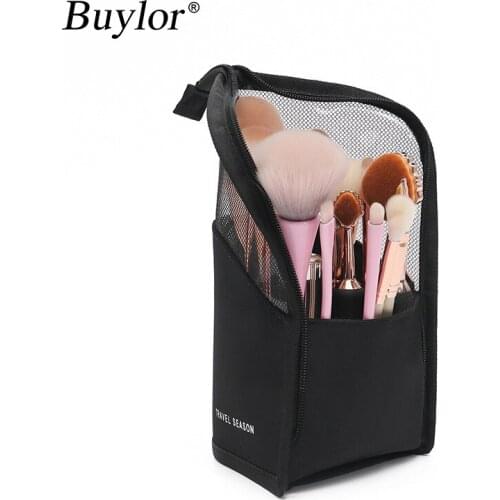 Buylor Women Cosmetic Bag Clear Waterproof Zipper Makeup Bag Travel Portable Female Cosmetic Brush Holder Storage Toiletry Bag