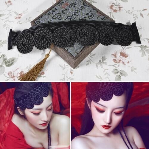 Chinese style vintage opera braid bangs clip for antique studio photography TV movie Play princess hair accessories for women