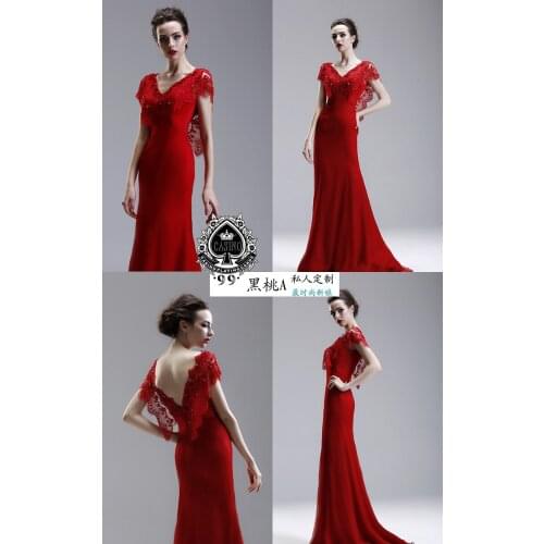 Vestido de festa longo Floor Length lace mermaid 2018 hot sexy v-neck cap sleeve long prom party gown Formal bridesmaid dresses