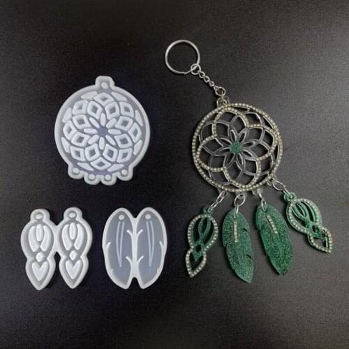 1 Set Dream Catcher Epoxy Resin Mold Keychain Earrings Casting Silicone Mould DIY Jewelry Pendant Car Hanging Decor Mold