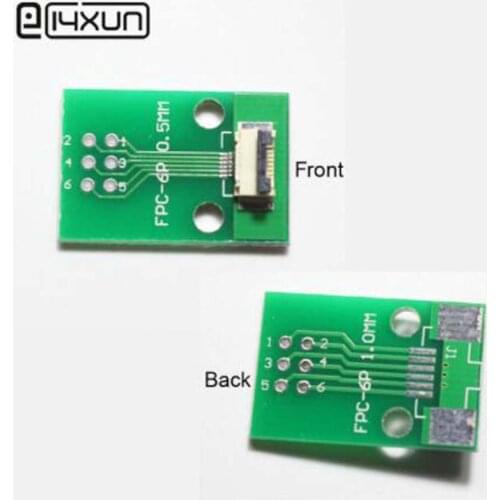 1pcs 6P FFC FPC Adapter PBC Plated 0.5MM / 1.0MM Pitch Flip cover to 2.54mm 6Pin Flat Cable Socket Connector for TFT LCD