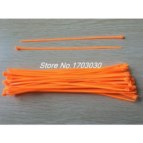 100Pcs 2.4mm x 190mm Self Locking Zip Cable Ties Wire Cord Strap Tie Orange