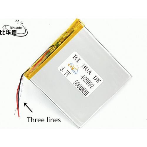 3 lines Li-Po 3.7V 5000mAH 409092 Li-ion( Polymer lithiumion) battery for 7,8,9 inch tablet PC D70pro II,4.0*90*92mm