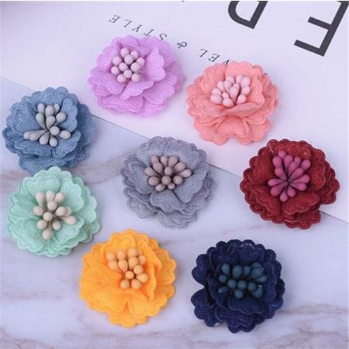 8Pcs/lot DIY Flowers Applique Lace Trim Patch Fabric Wedding Dress Flowers Hat Hair Veil Clothes Headwear Decoration