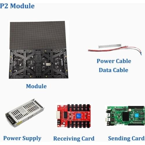 8pcs Indoor P2 256x128mm Module, 1pcs 5v60A Power Supply, 1pcs Receiving Card, 1pcs Sending Card, Led Video Wall Display Screen