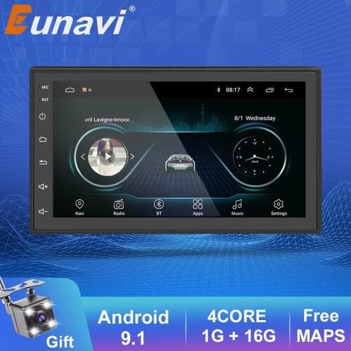 Eunavi 2 Din Android 9.1 Car Radio Audio Multimedia Player Universal Auto Stereo 7 inch GPS Navigation 2 din radio IPS Screen