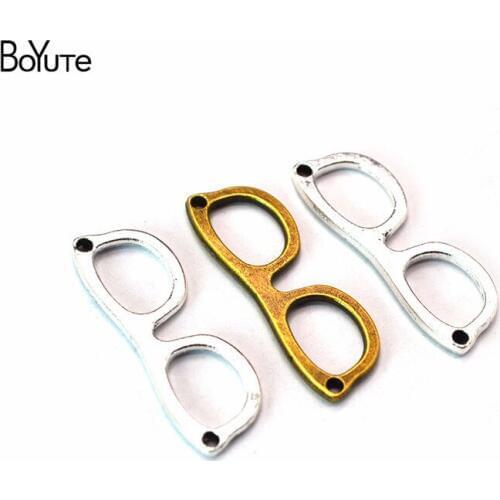 BoYuTe Wholesale (100 Pieces/Lot) Vintage Glasses Pendant Charms with 2 Holes Diy Hand Made Jewelry Accessories