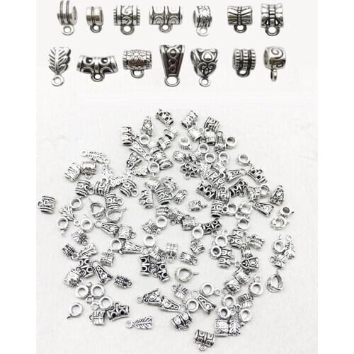 Mixed 10/20pcs Charm Bail Beads Spacer Beads Pendant Clips Bracelet Clasps Connectors For DIY Bracelet Necklace Jewelry Findings