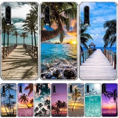 Sunset palm trees summer beach Phone Case For Huawei Mate 30 20 10 P40 P30 P20 P10 Pro Lite P Smart Z Plus 2019 2018 Cover Coque