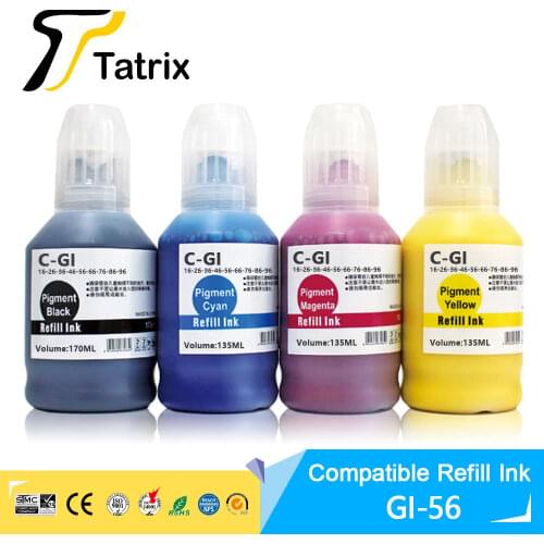 Tatrix GI 56 GI56 GI-56 Premium Color Compatible Bulk Bottle Water Based Refill Ink for Canon GX6050 GX7050 Printer