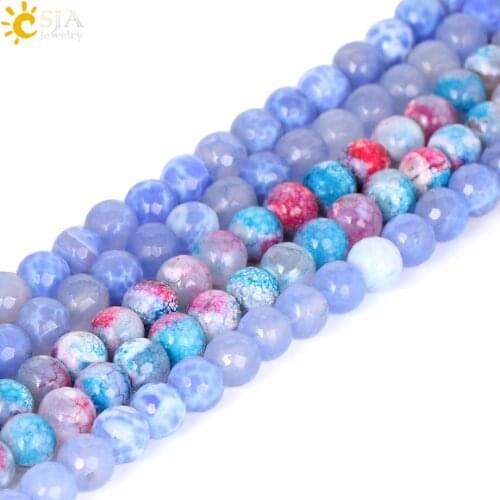 CSJA 10mm Faceted Mixed Colors Natural Agates Onyx Gem Stone Mala Loose Beads for Bracelets Necklaces Earrings DIY Making P006