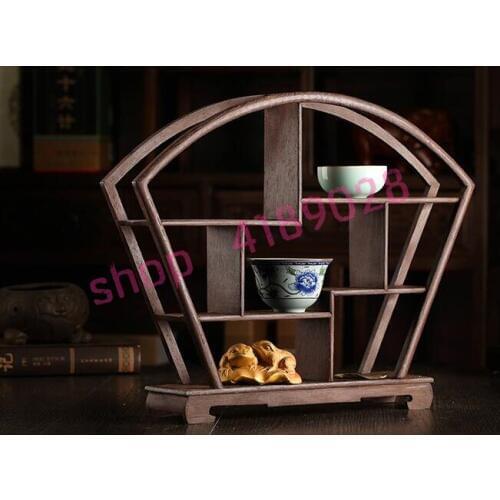 Solid wood chicken wing wood, fan shaped (large size) curio shelves, ornament pendulum rack