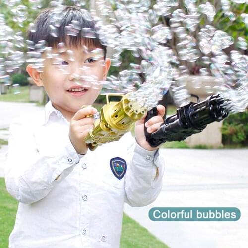 Kids Automatic Gatling Bubble Gun Toys Summer Soap Water Bubble Machine 2-in-1 Electric Bubble Machine for Children Gift Toys