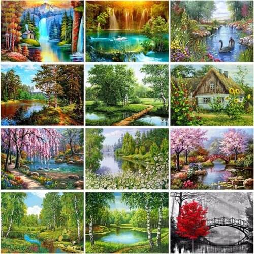 DIY Scenic 5D Diamond Painting Full Round Drill Landscape Diamond Embroidery Cross Stitch kits Mosaic Rhinestone Home Decor