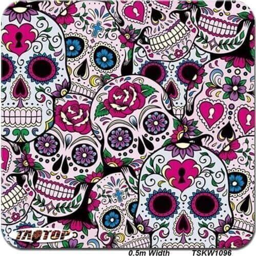 ITAATOP Holographic Vinyl Hydrographic Films Skull Transfer Film 0.5m Width TSKW1096 Hydro Graphic Water Transfer Printing Film