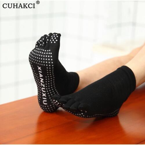 CUHAKCI Cotton Socks Five Fingers Multicolor Socks Yuga Skid Resistance Dots Pattern Printing Femme Dance Womens Toe Socks Girl