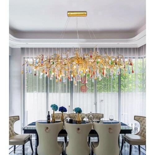 Villa Crystal Chandelier Living Room Crystal Lamp Tree Branch Postmodern Light Luxury Chandelier Lighting Included Lamp Shade