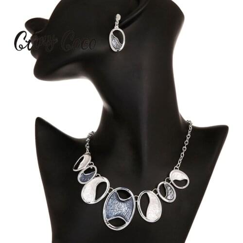 Cring Coco Big Geometric Necklace for Women Fashion New Design Choker Chain Necklaces Enamel Bridal Wedding Jewelry Friends Gift