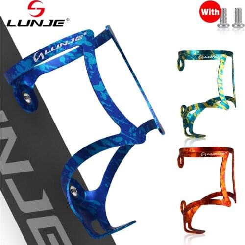 LUNJE Colorful Water Bicycle Bottle Holder Aluminum Alloy Drink Water Bottle Cage Cycling Bike Frame Bottle Holder Outdoor Part