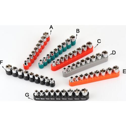 9pcs 5-13mm Socket Wrench Head 1/4 Inch 6.35mm Metric Hex Socket Set 6 ponit Bolt Hexagon Allen Head Nut Driver Tools