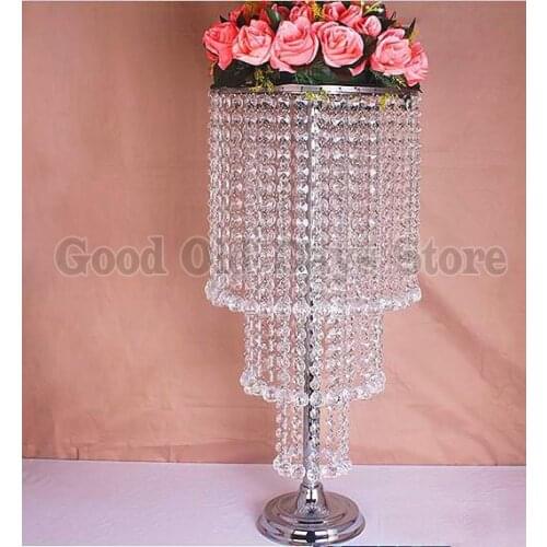2022 New 65cm Tall Crystal table centerpiece Flower Stand Wedding decoration 10pcs/lot
