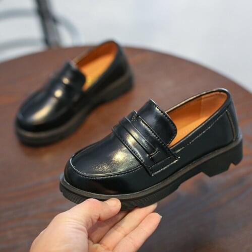 Autumn Kids Shoes For Boys Girls PU Leather Soft British Style Children Thick Bottom Flats Lightweight Casual Anti-slip Shoes