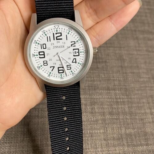 Luxury Brand Couple Watch Fashion Big Dial Canvas Band Quartz Military Mens Wrist Watch Canvas Band Casual Ladies Watches