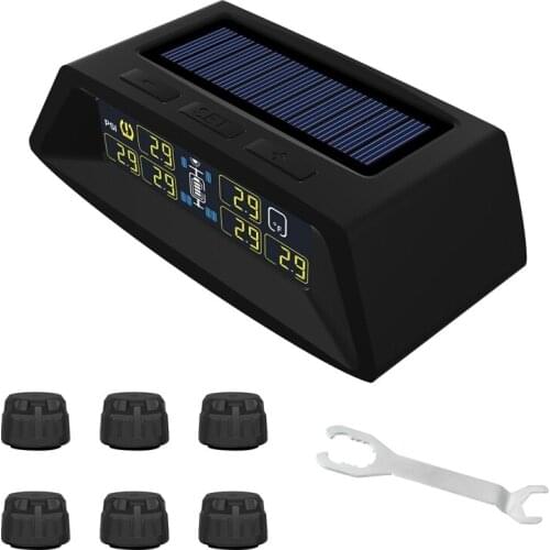 Car TPMS Solar Tire Pressure Monitoring System LCD Color Screen Realtime Tire Information External Sensor for Car Truck