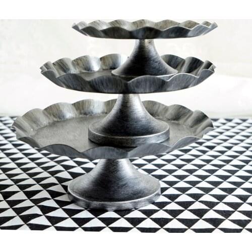 Vintage Silver Wedding Decoration Dessert Food Tray Cake Stands Cupcake Food Display Plates Dishes for Dinnerware Party Supplies
