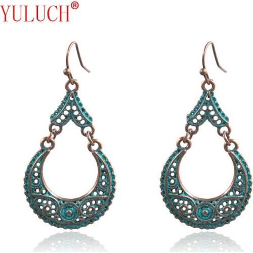 YULUCH 2018 Vintage National Pendant Earrings Creative Zinc Alloy Moon Water Drops African Woman Pendant Jewelry Party Gifts