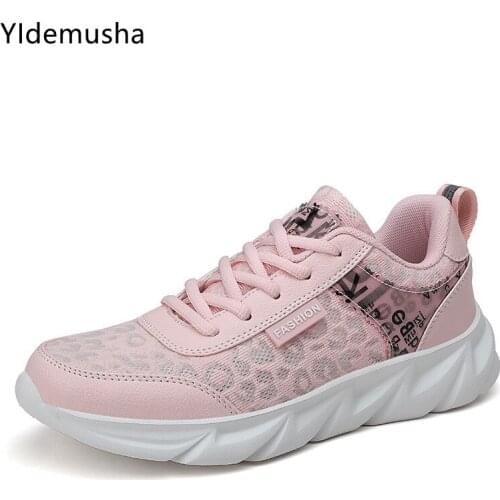 2021 Spring Autumn Soft Sole Women Sports Shoes White Lace-Up Casual Sneakers Black Mesh Vulcanized Women Tennis Walking Shoes